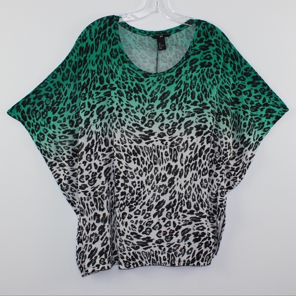 H&M Butterfly Dolman Leopard Top Shirt L